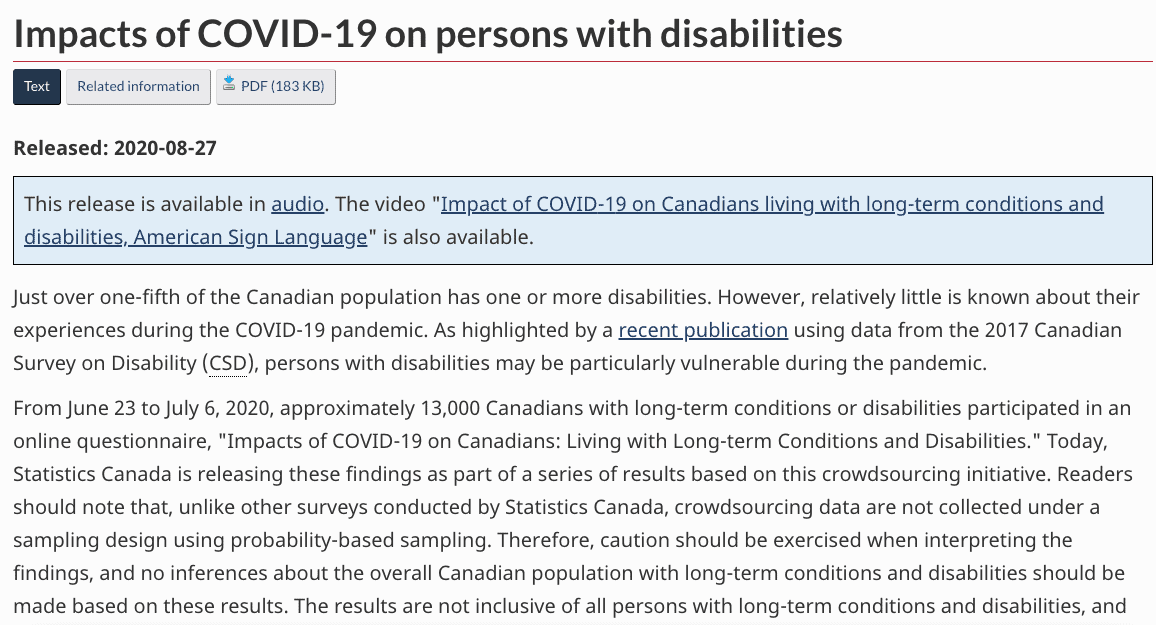 Impacts of COVID-19 on persons with disabilities