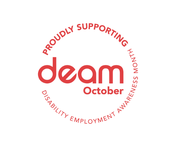 DEAM Logo: DEAM October. Proudly Supporting Disability Employment Awareness Month.